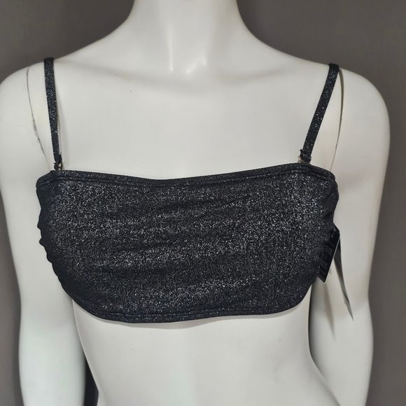 California Waves Metallic Shine Bandeau Neckline Bikini Top - Picture 2 of 9